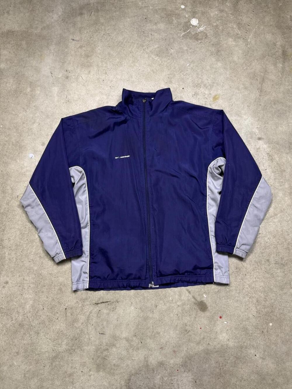 Vintage 90s Reebok Navy Blue Windbreaker Track Jacket